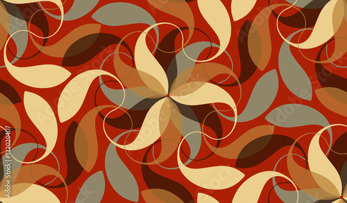 floral seamless pattern with loops interlacing in ivory and red