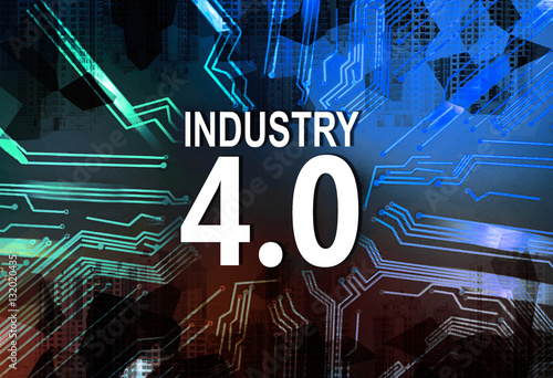 Text INDUSTRY 4.0 on electric circuit background