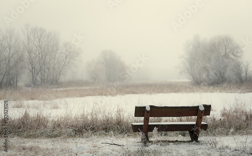 Wallpaper Mural Bench in the winter park Torontodigital.ca