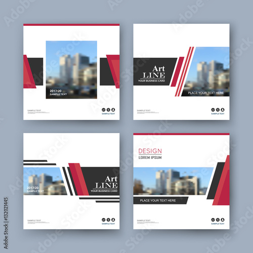 Abstract composition. White a4 brochure cover design. Info banner frame. Text font. Title sheet model set. Modern vector front page. Brand logo texture. Red triangle figures image icon. Ad flyer fiber