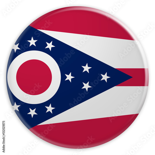 US State Button: Ohio Flag Badge, illustration on white background