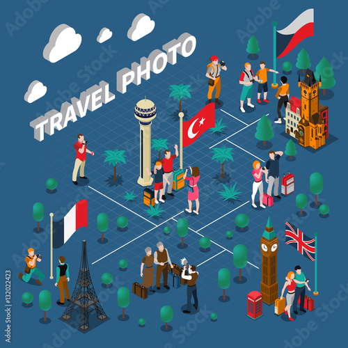 Tourism People Isometric Composition
