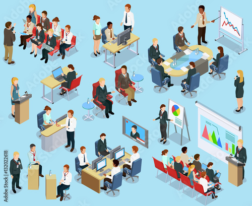 Business Coaching Isometric Collection 