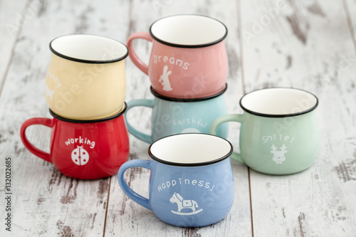 Colorful Ceramic Mugs with Enamel Look