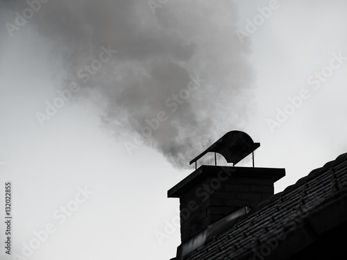 Chimney with smoke coming out