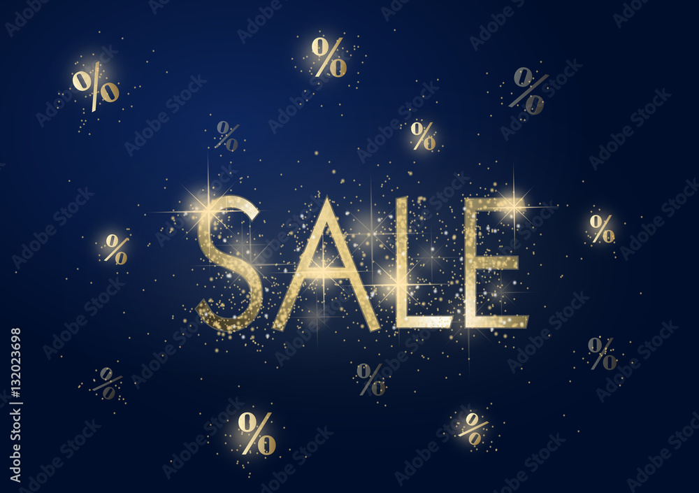 Naklejka premium Sale card with golden text