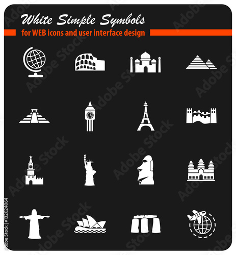 travel and wonders icon set