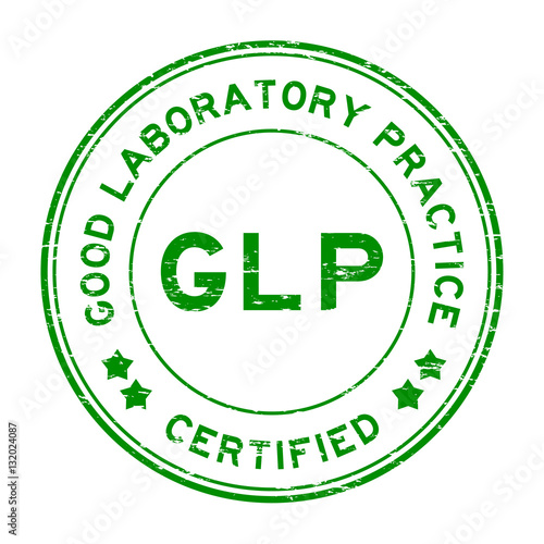 Grunge green GLP (Good Laboratory Practice) certified round rubb