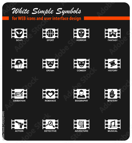 cinema genre icon set