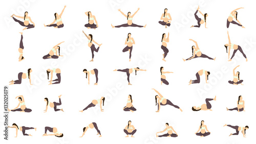Fototapeta Naklejka Na Ścianę i Meble -  Workout for pregnant set. Yoga training for healthy pregnancy.