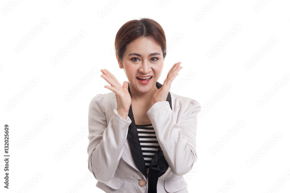 Shocked young Asian business woman. Shocked young Asian business woman.