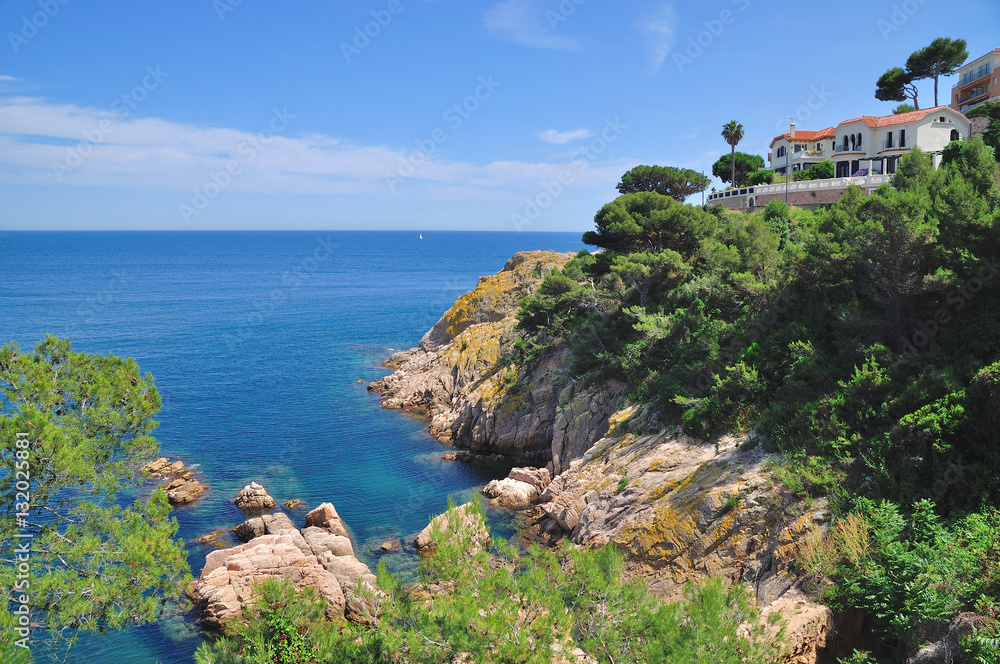 Küstenlandschaft am Mittelmeer an der Costa Brava in Katalonien nahe Tossa de Mar,Spanien