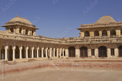 Amar Singh Mahal.  Historic Rajput-Mughal style palace inside the Nagaur Fort in Rajasthan, India. Buildings date from 16th -18th centuries. 