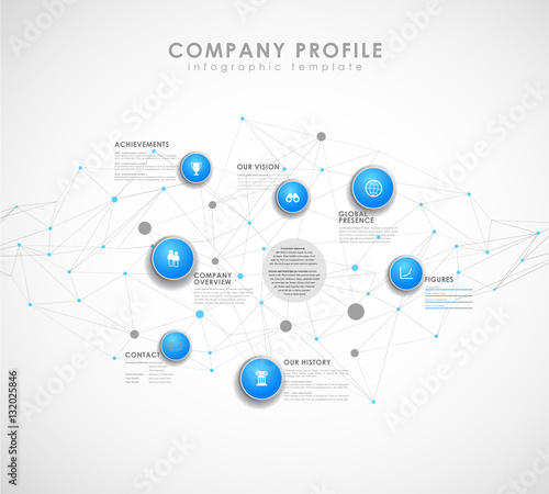 Company profile overview template with blue circles and dots - l