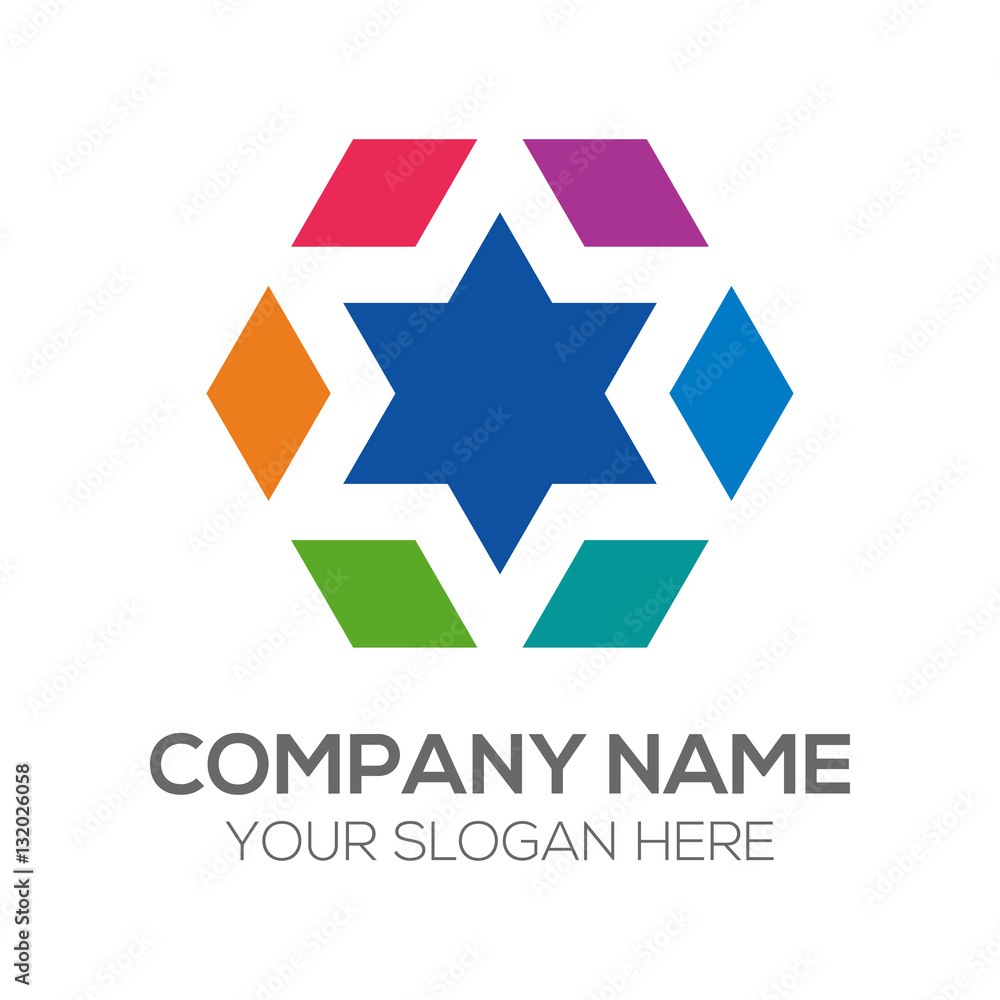 Obraz premium Hexagonal Shape and Star in the center Logo Vector