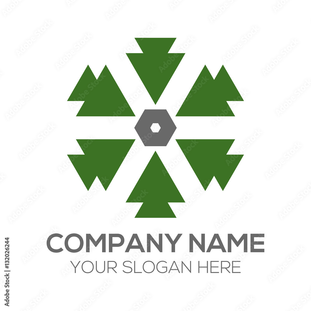 Obraz premium Six Pine Trees Logo Vector