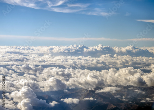 Sky and clouds from a plane over Montenegro