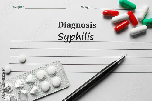 Syphilis on the diagnosis list, medical concept photo