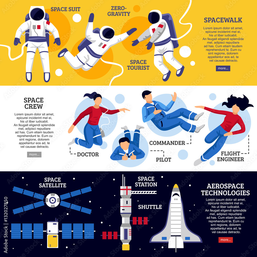 Naklejka premium Astronauts Horizontal Banners
