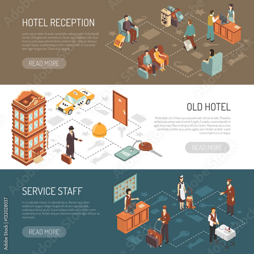 Hotel Isometric Horizontal Banners