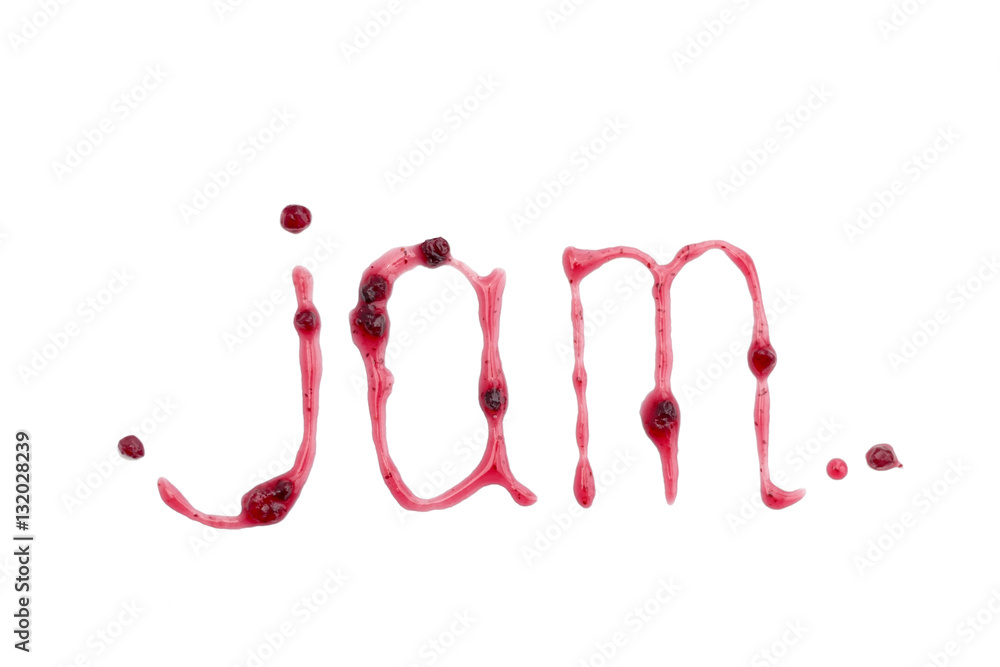 Berry jam word JAM isolated on white Berry jam word JAM isolated on white