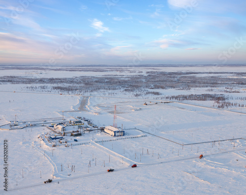 Oil field in West Siberia, top view