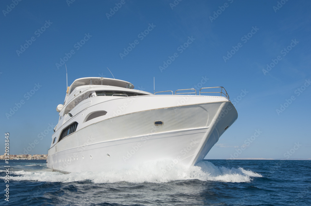 Large private motor yacht out at sea Large private motor yacht out at sea