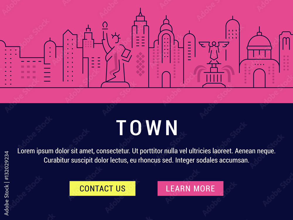 Website Banner and Landing Page Town