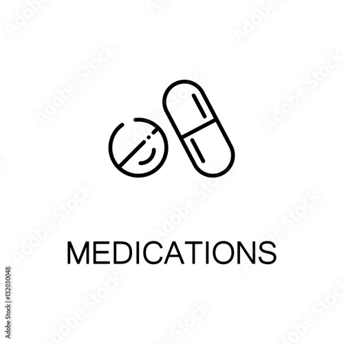 Medications flat icon or logo for web design