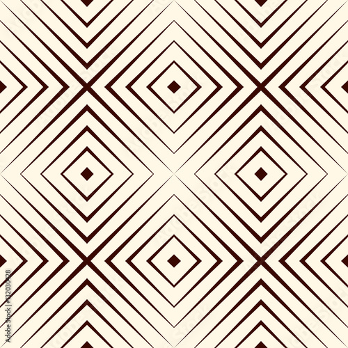 Outline seamless pattern with geometric figures. Repeated rhombuses ornamental background. Ethnic and tribal motif