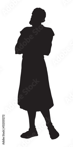Shepherd holding a lamb. Vector drawing