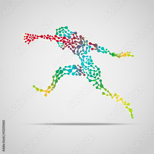 colorful running man  abstract sport man  concept of sport science