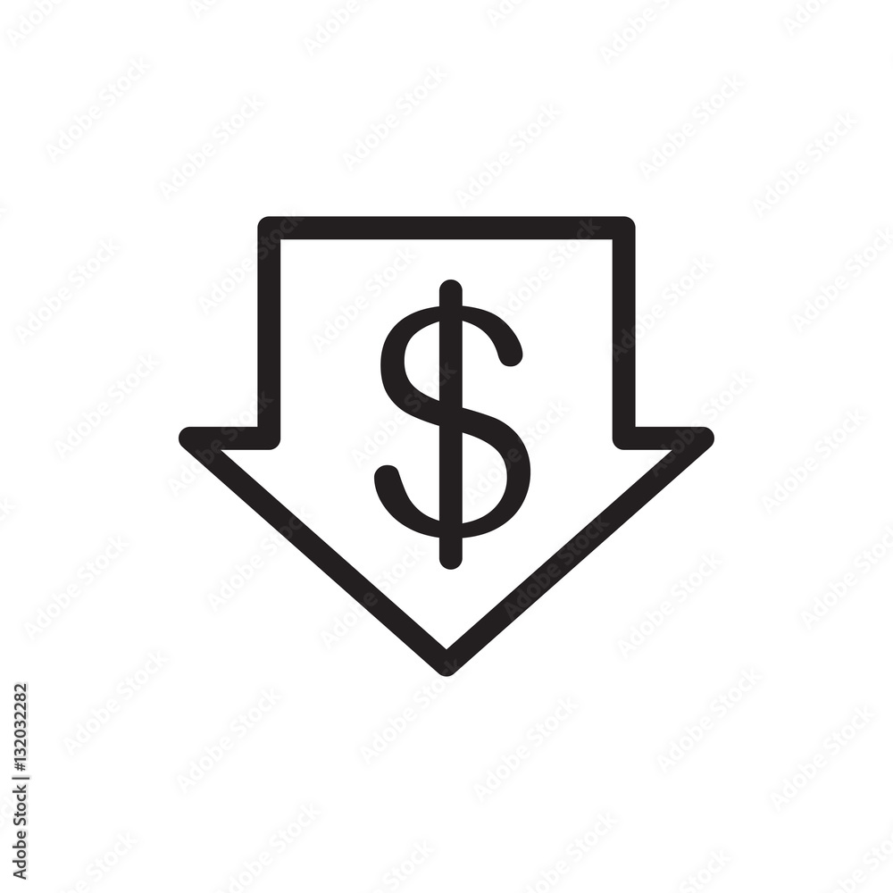 dollar down icon illustration dollar down icon illustration