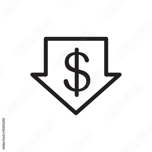 dollar down icon illustration