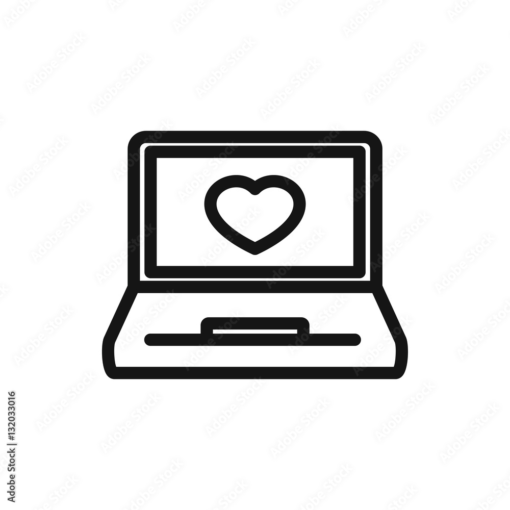 laptop with heart icon illustration laptop with heart icon illustration