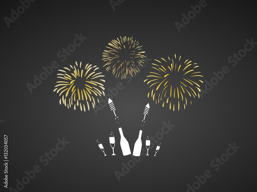 Feuerwerk Sektflasche
