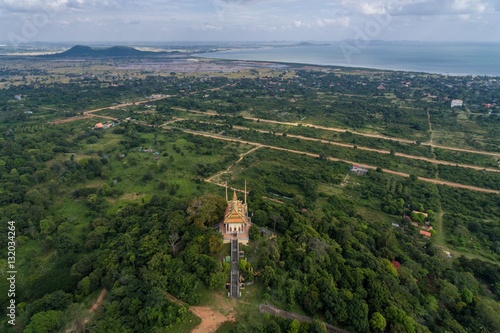 Kep Cambodia Wat Samathi Pagoda Aerial Drone Photo