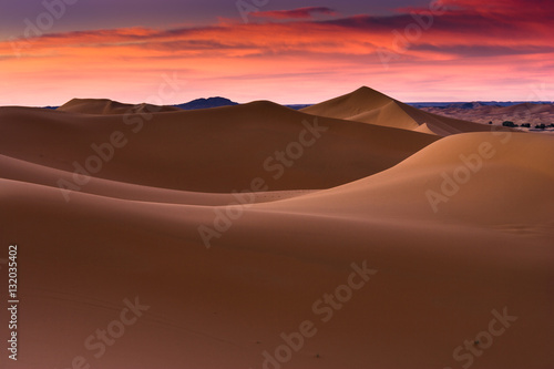 Sunrise at the Dunes of Hassi Labiad, Morocco