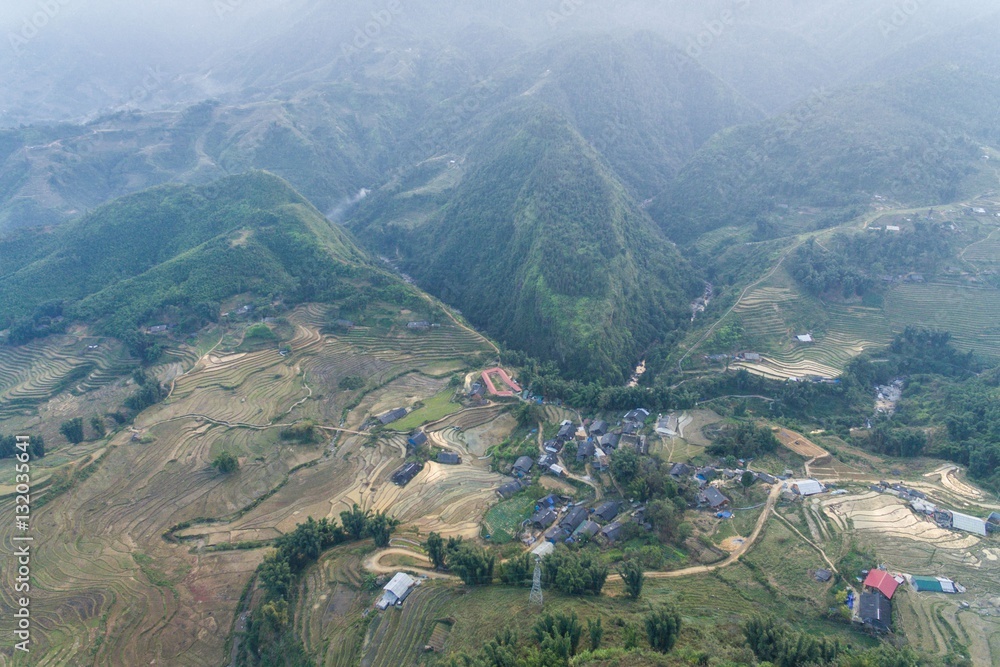 Rice Fields, Paddy in Sa Pa Lao Cai Vietnam Aerial Drone Photo Rice Fields, Paddy in Sa Pa Lao Cai Vietnam Aerial Drone Photo