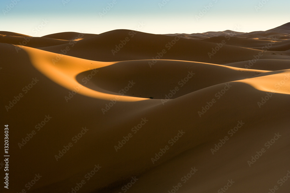 Sunrise at the dunes of Hassi Labiad (Sahara) , Morocco