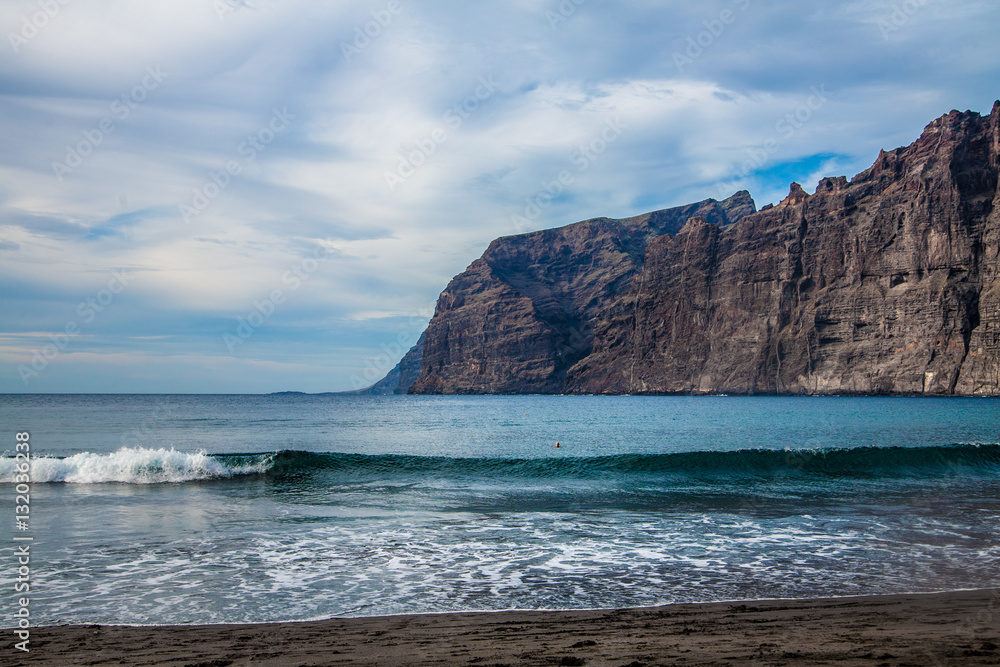 Beach and cliffs at the Los Gigantes, Tenerife, Canary Islands, Spain