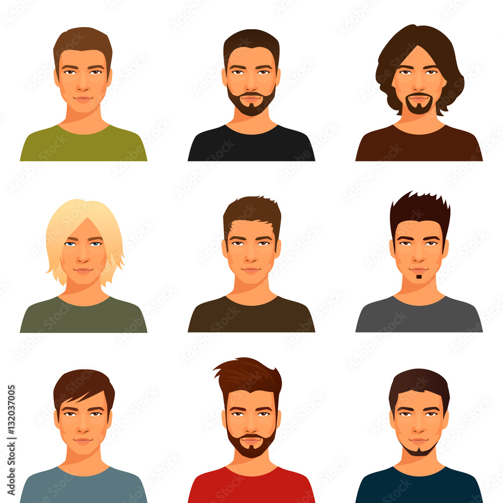 handsome young men with various hair style and beard Stock Vector | Adobe  Stock