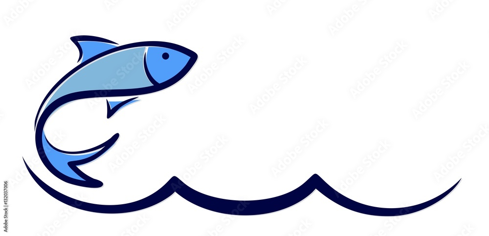 Logo fish with wave. Logo fish with wave.