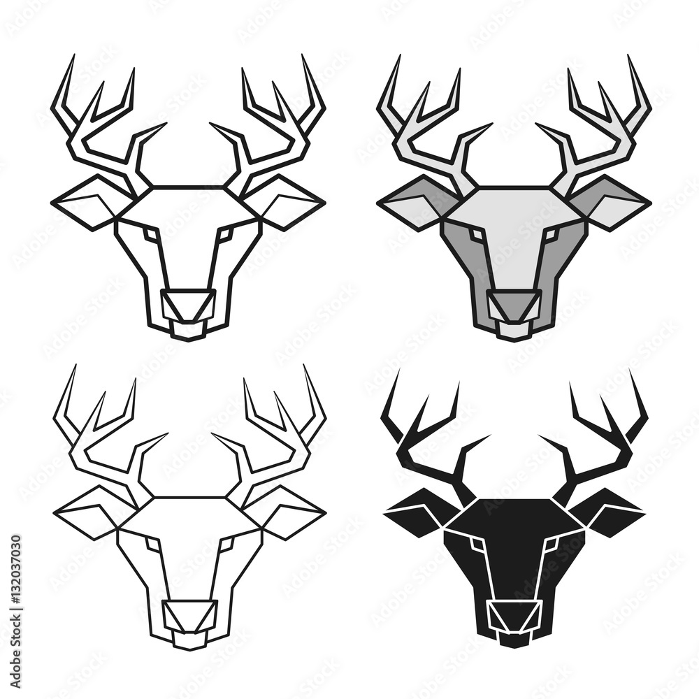 Deer geometric head vector set Deer geometric head vector set