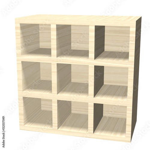 Empty wooden bookcase isola...