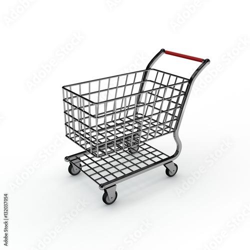 Empty shopping cart. Isolated on white background. 3D rendering