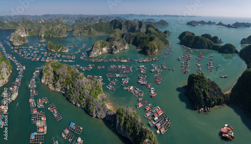 Ha Long Bay Cat Ba Island Vietnam Aerial Drone Photo photo
