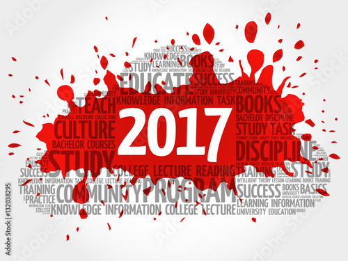 2017 Education word cloud business collage, concept background