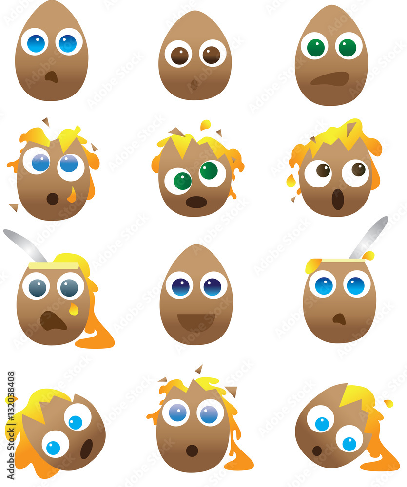 Cartoon Vector Cracked and Broken Eggs Cartoon Vector Cracked and Broken Eggs