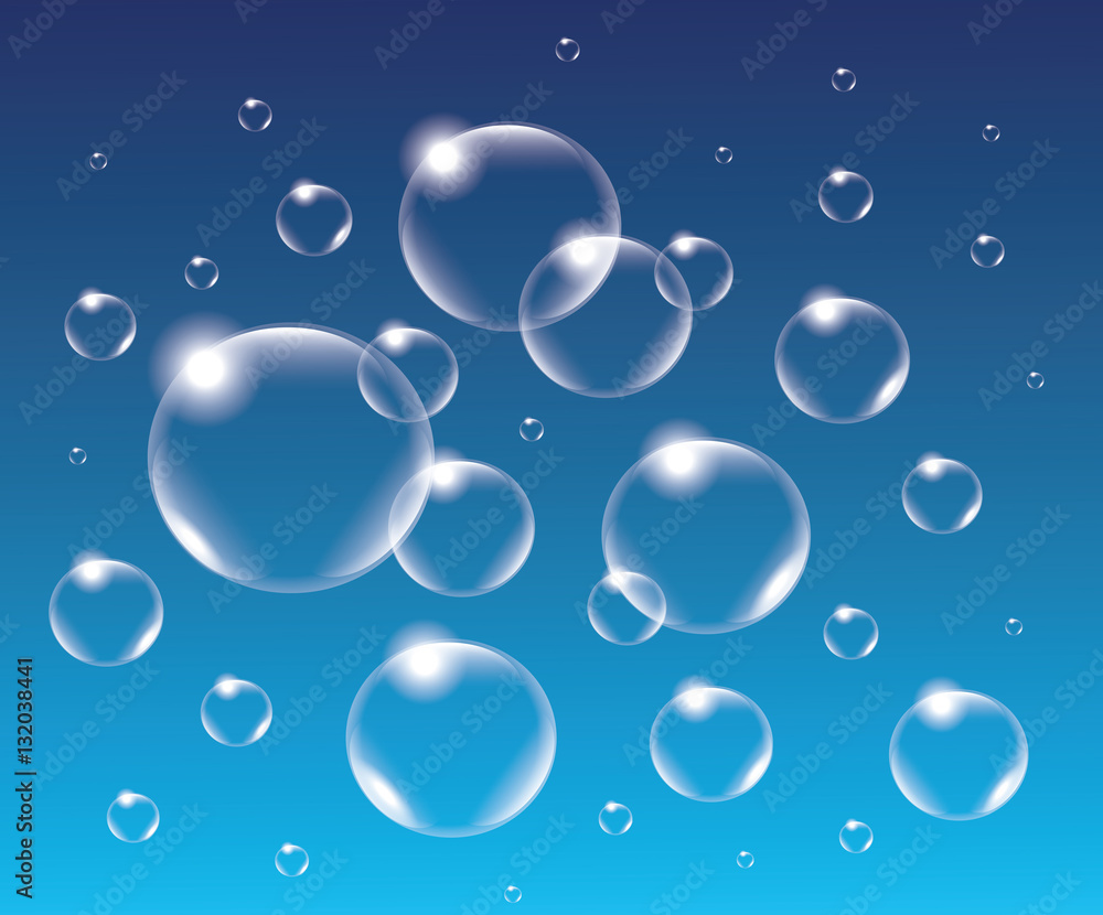 Realistic isolated Soap Bubbles.